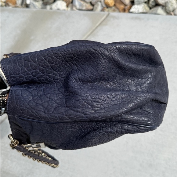 Fendi Navy Gold Mia large textured Leather Women's Bag - Picture 15 of 16